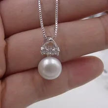 Подвеска с натуральным пресноводным жемчугом, 18 дюймов, серебро 925 пробы, цепочка в коробке, ожерелье, 8,5 мм, с жемчугом, хорошее ювелирное изделие, подарок для женщин