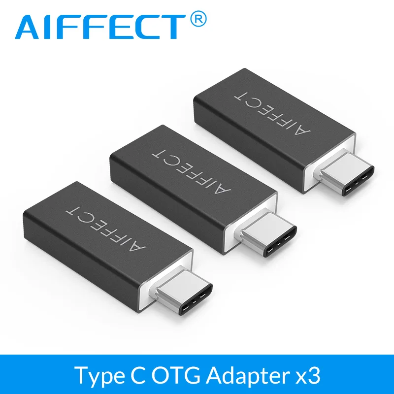 

3 Pieces AIFFECT Type C Male to USB 3.0 Type A Female Adapter OTG Converter for Apple MacBook 12", Chromebook Pixel and More