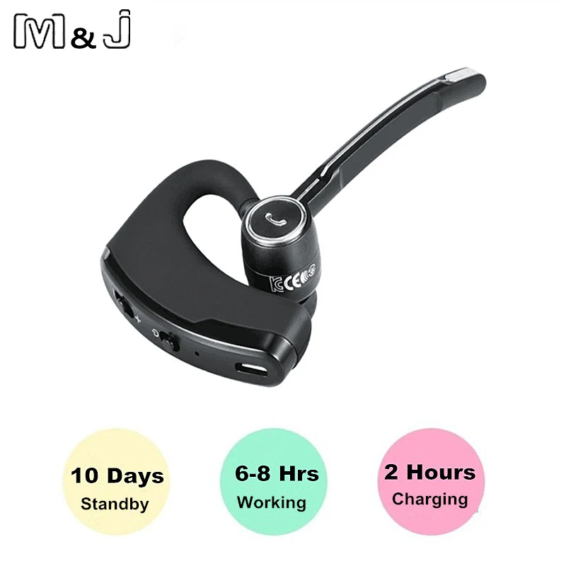 M J V8s Voice Control Business Bluetooth Headset Handsfree Wireless Headphones For Drive Noise Cancelling For Iphone Android
