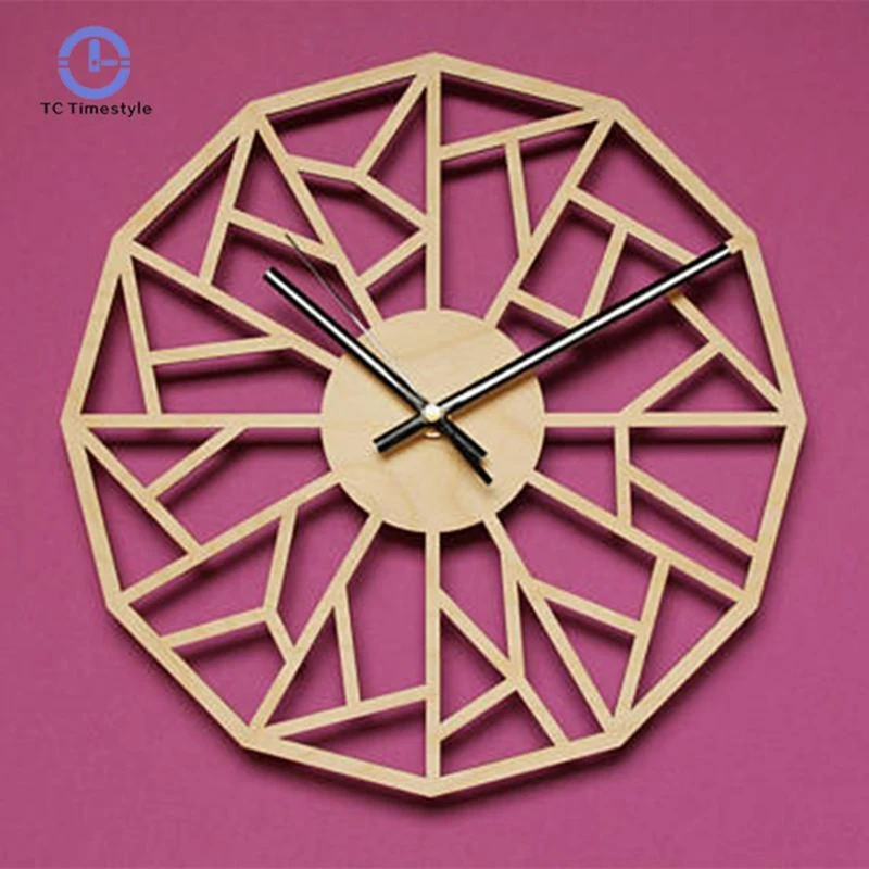 

Wall Clock Geometric Cutout Living Room Bedroom Wooden Wall Clocks Home Decoration Accessories Modern Watches