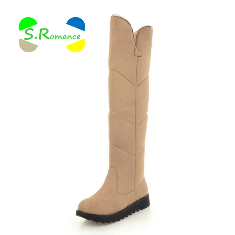 

S.Romance Women Snow Boots Woman Winter Shoes Warm Plush Lining Lace Up Antiskid Rubber Sole Size 34-43 2018 New SB304