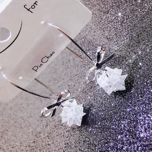 Yun ruo бантом снежинки циркониевые серьги с кисточками крюк S925 серебро контактный гипоаллергенный женские Модные украшения подарок Прямая