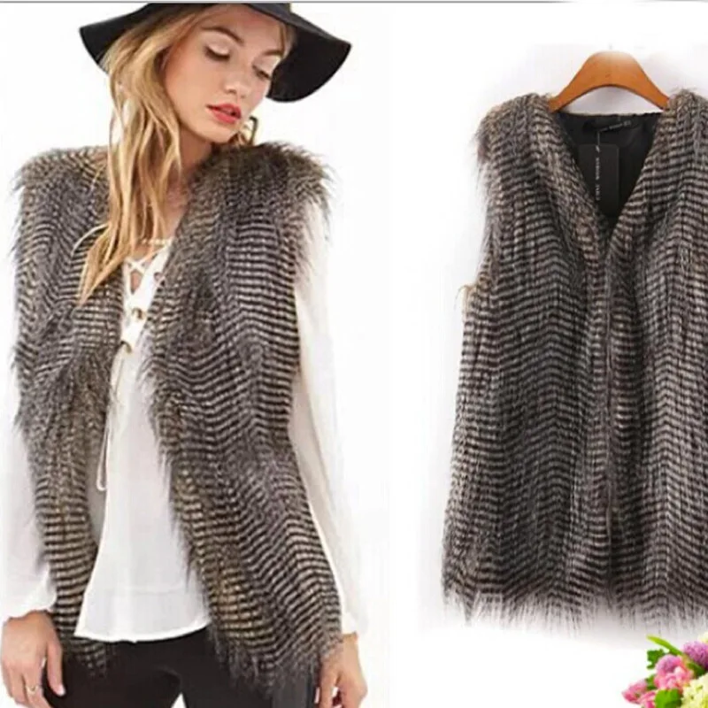 Fashion Women Faux Fur Vest Long Peacock Fur Sleeveless Coat Autumn Winter Outerwear Overcoat FS0225 Fashion Women Faux Fur Vest Long Peacock Fur Sleeveless Coat Autumn Winter Outerwear Overcoat FS0225