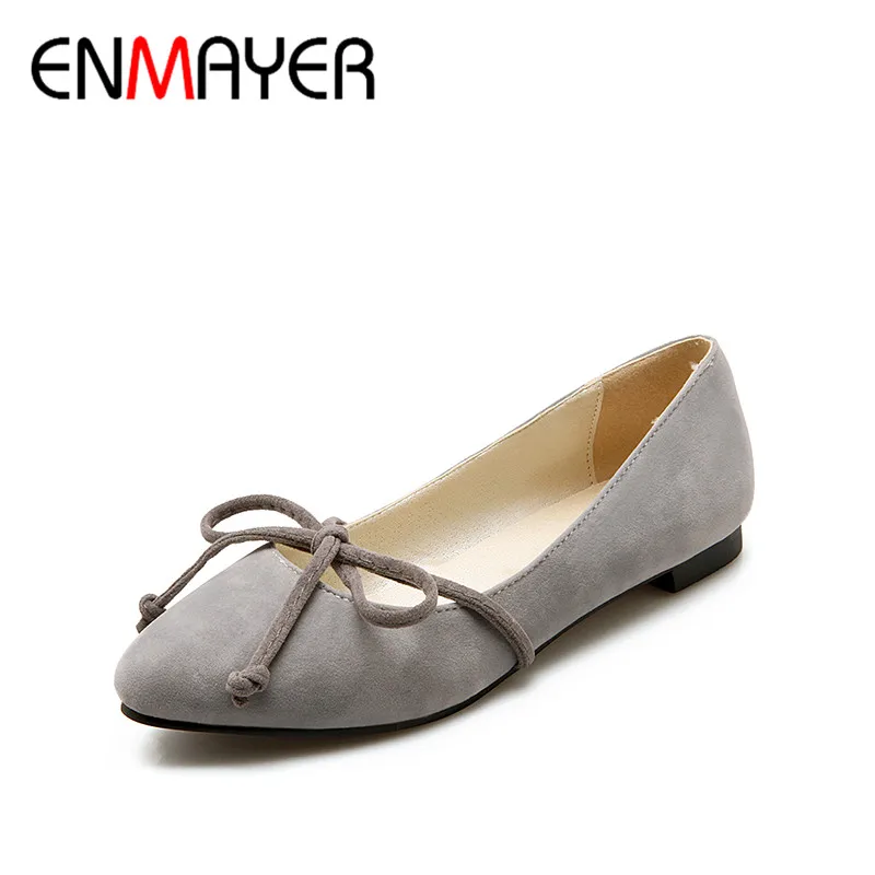 

ENMAYER Spring Autumn Women Fashion Casual Concise Flats Bow Tie Round Toe Slip-On Square Heel Large Size 34-43 Black Red Yellow