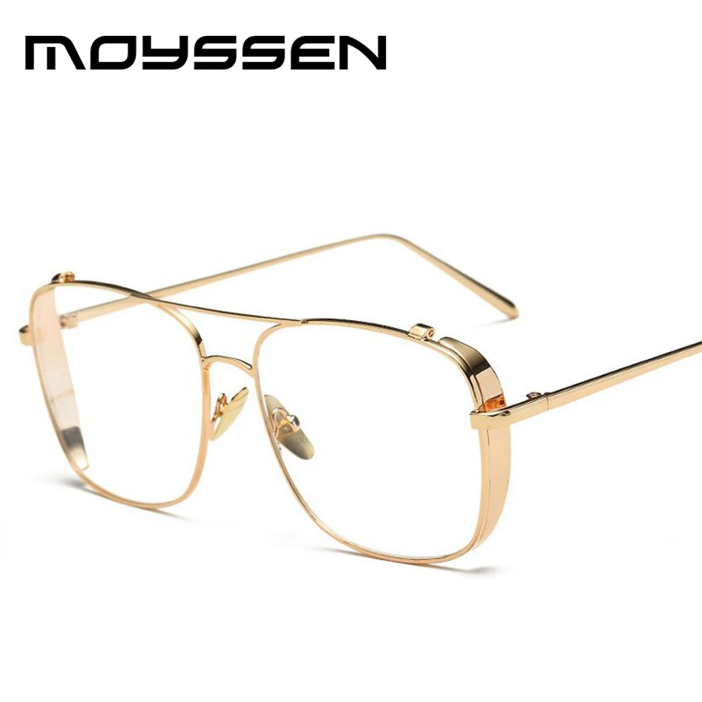 

Moyssen 2018 Fashion Brand Designer Men Metal Square Frame Sunglasses Women Vintage Transparent Lens Decorative Glasses Oculos