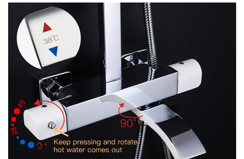 GAPPO Ванная Комната Дождь термостический смеситель для душа набор белый и хром цвет смеситель настенные наборы для душа и ванной