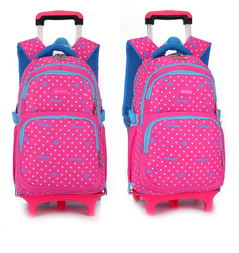 Модные школьные сумки на колесиках для девочек 2 или 6, съемный рюкзак для детей, сумка для книг на колесиках, водонепроницаемые дорожные сумки Mochila