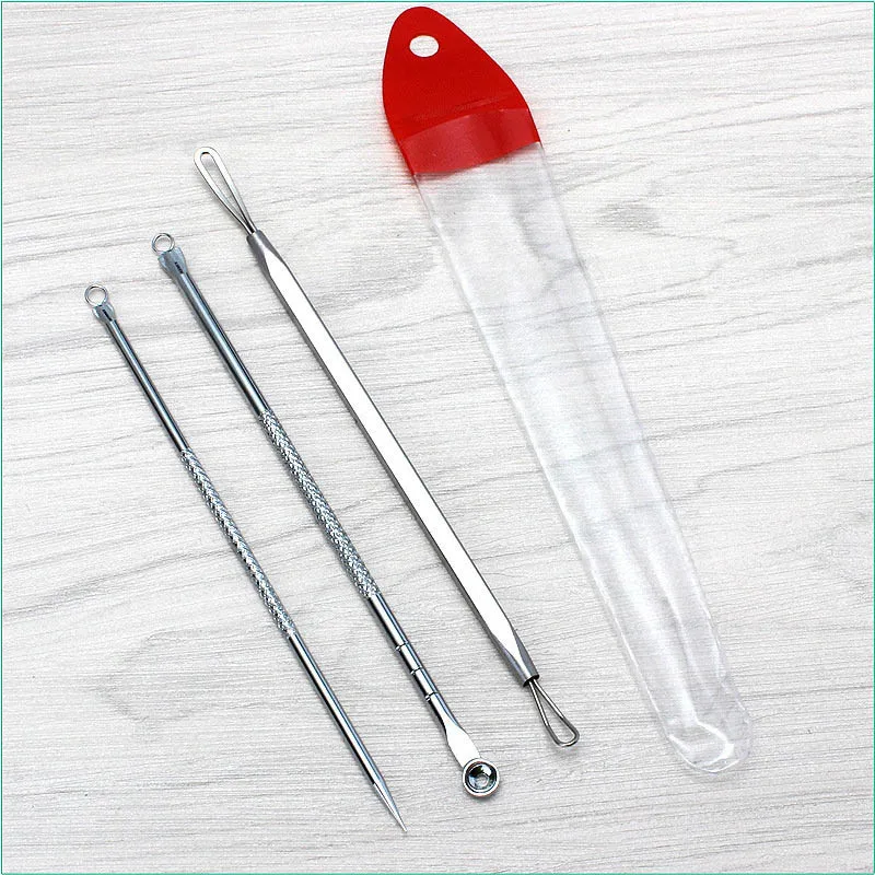 

3pcs/set Blackhead Remover Acne Blackhead Vacuum Comedone Blemish Extractor Pimple Needles Removal Tool Spoon For Face