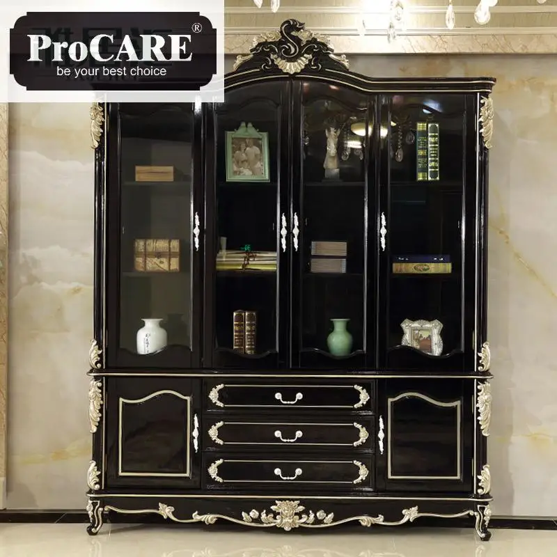 الصلبة خزانة خشب غرفة المعيشة مع الزجاج خزانة دراسة الديكور مجلس الوزراء الأسود خشب الصندل خزانة