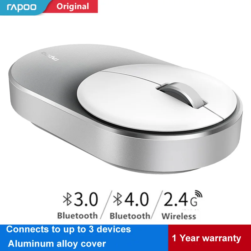 Rapoo Multi-mode Silent Wireless Mouse 1300DPI Bluetooth 3.0/4.0 RF 2.4G for 3 Devices Connection Portable Computer Mouse#M600