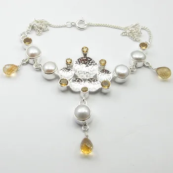 

STAMPED Multicolor Citriness, PEARL Necklace 16.1" ! Brand New
