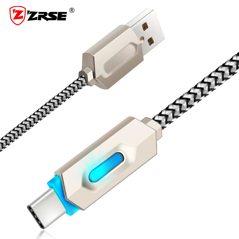 

ZRSE LED USB Type C Cable Fast Charging Data USB C Cable Type-C Nylon Mobile Phone Charger Cable for Xiaomi Samsung Huawei Cabo