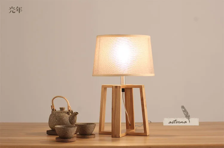 Японский стиль спальня прикроватная лампа ретро деревянная настольная лампа современный китайский стол Лен