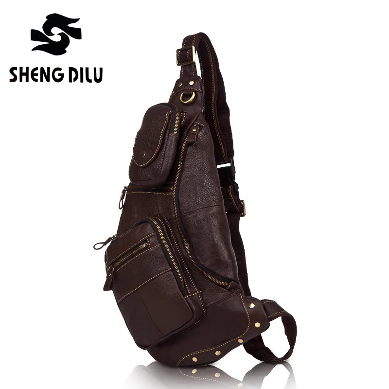 

Designer New Vintage Chest Bag High Quality Daily Real Genuine Leather Chest Pack Cross body Single Shoulder Bag,Men waist pack