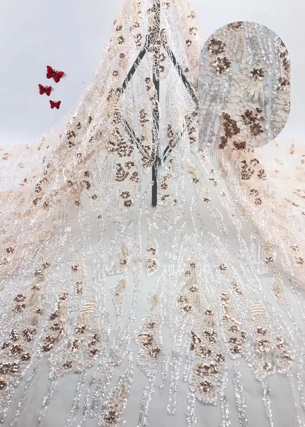 

lovely ZH-653 embroidery net lace soft tulle mesh lace with sequins