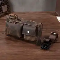 New Men Crazy Horse Cowhide Fanny Waist Pack Clutch Bum Bags Pouch Multi-Purpose Travel Geunine Leather Chest Hip Belt Bag