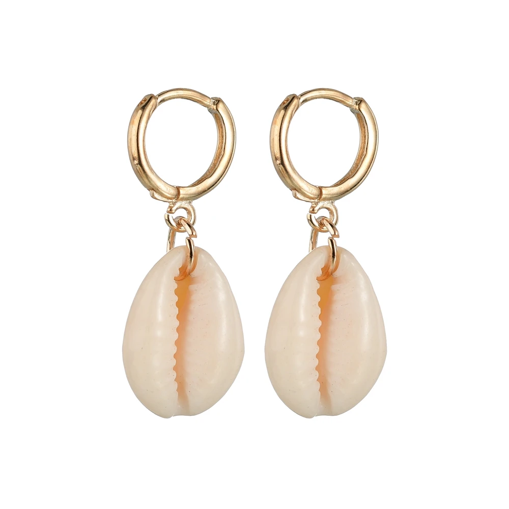 MissCyCy Bohemian Natural Sea Shell Earrings For Women Fashion Geometric Big Circle Earrings Female Hoop Earrings