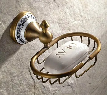 Soap Dishes Antique Brass With Ceramic Soap Holder Copper Soap Basket Bathroom Accessories Bath Hardware Set zba409 leyden new brass oil rubbed bronze soap dishes ceramic soap basket wall mounted shower soap dish holder bathroom accessories