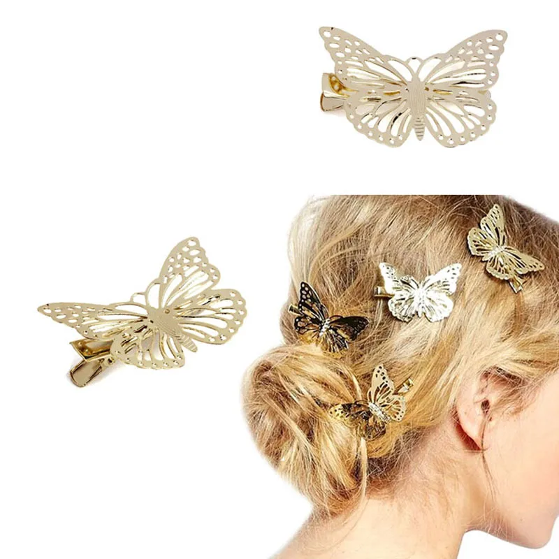 

12Pcs/Lot Women's Butterfly Shape Gold Plated Hair Clips Barrettes Fashion Party Hairpins Hair Accessories Headdress