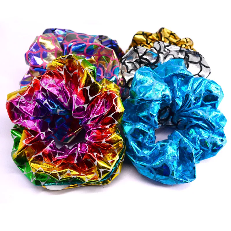 

6 Pcs/Pack Glitter Bling Metalic Large Scrunchies Women Dancing Bun Hair Ties Ropes for Women Accessories PT098