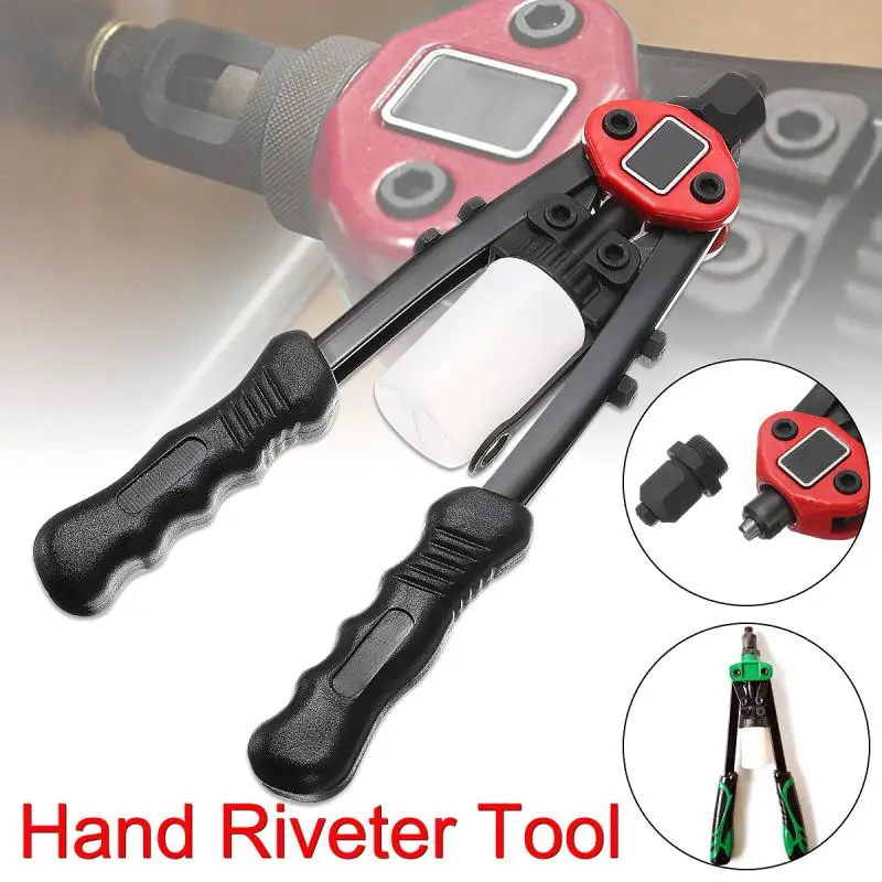 

11 Inch Pop Heavy Duty Double Hand Riveter 5 In 1 Pneumatic Sets Riveter Head Riveting Nut Tools 2.4/ 3.2/ 4.0/ 4.8mm