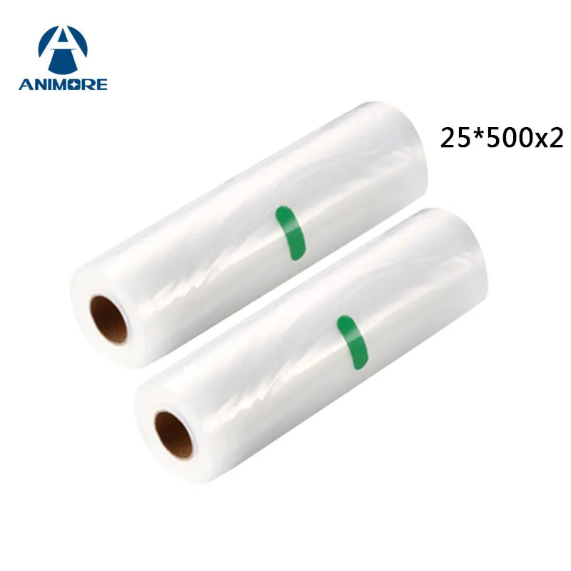 ANIMORE Vacuum Packaging Rolls 25x500 Vacuum Heat Sealer Food Saver Bags Food Storage Bags 2 Rolls Food Storage Bags FB-05