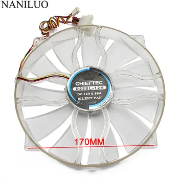 

NANILUO New D22SL-12H 12V 0.6A 22cm 22030 chassis fan Quiet side of the chassis big fan 22cm diameter Blue light Fan