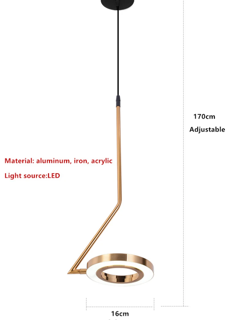 Новинка, Алюминиевые кольца, блестящий светодиодный подвесной светильник, s, лампа для спальни, прикроватная лампа, столовая, Подвесная лампа, лофт, деко, подвесной светильник