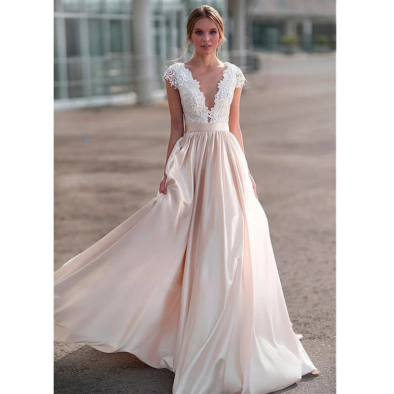 SoDigne Кружева Свадебные платья с аппликацией дизайн Иллюзия сзади невесты платье длинный поезд Белый/Lvory