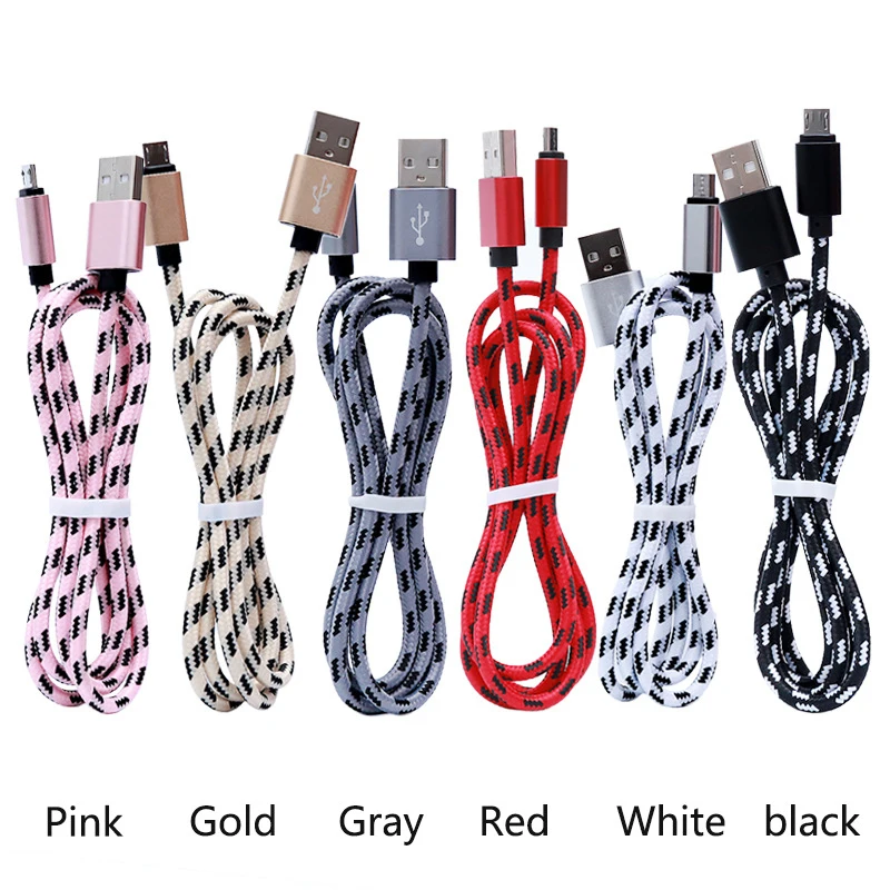 

10pcs Nylon Micro 5pin USB Cable Fast Charging Mobile Phone Data Sync Charger Cable 1m 2m 3m Cable for Samsung HTC LG Android