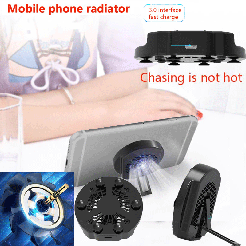 Portable Radiator Gamepad Holder Mobile Phone Cooler Cooling Fan Heat Sink Mute