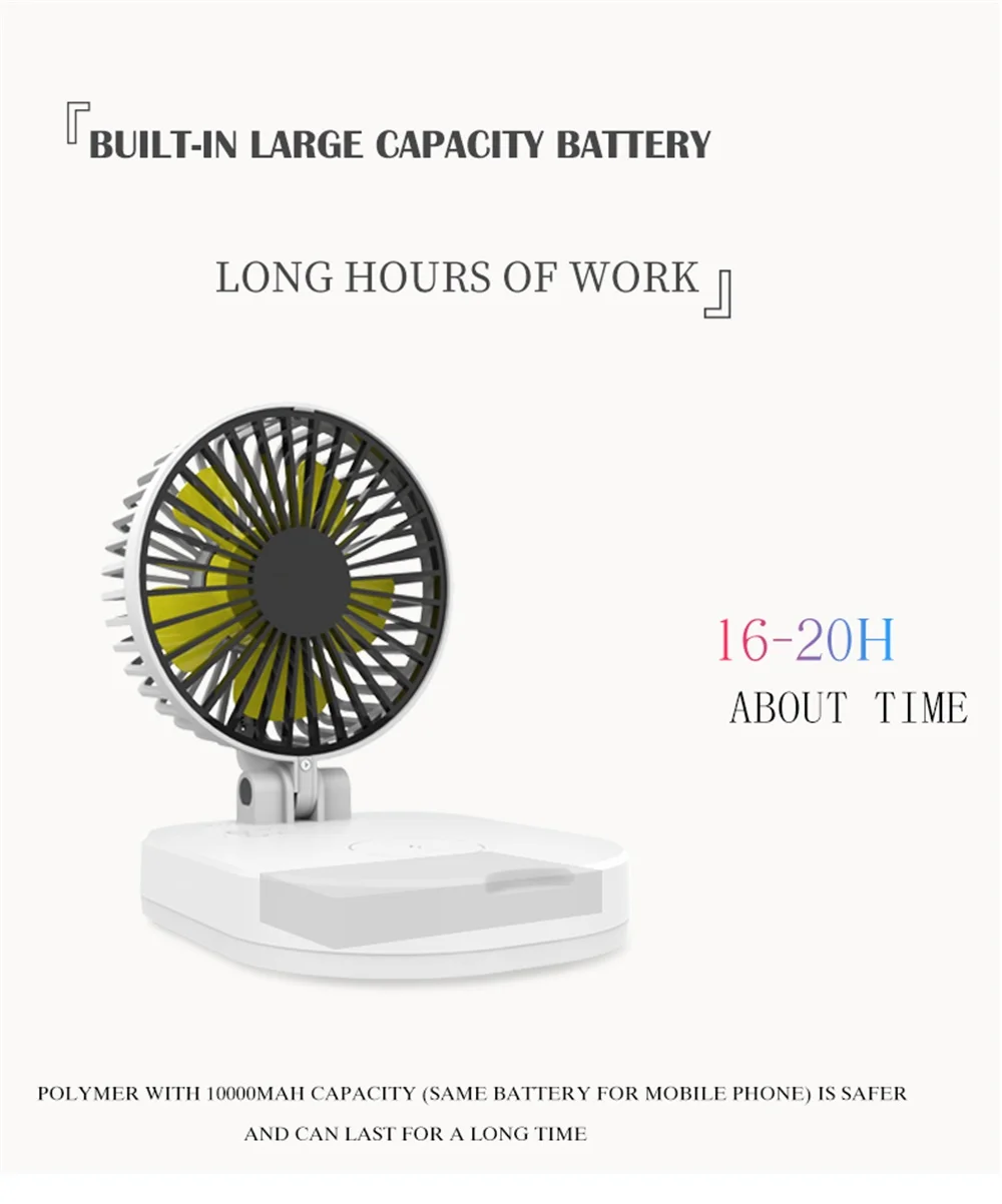 696 zy-820 многофункциональное Беспроводное зарядное устройство три в одном Миниатюрный Складной вентилятор с большой емкостью и длительным сроком службы батареи