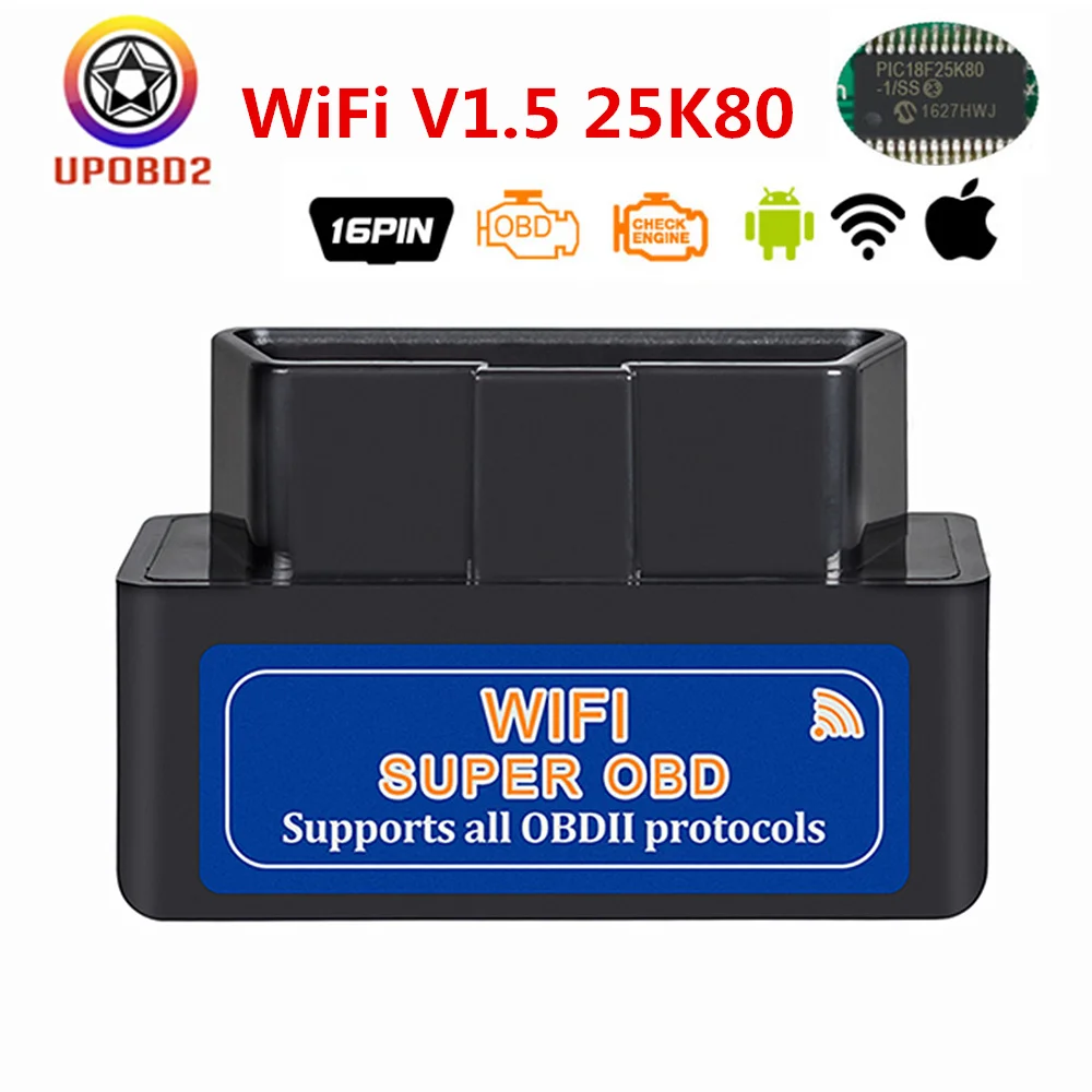 ELM327 wi-fi V1.5 pic18f25k80 сканер OBD2 ELM 327 Wi-Fi OBD OBD2 1,5 автомобильный диагностический инструмент ELM327 PIC18F25K80 для Android/IOS/ПК