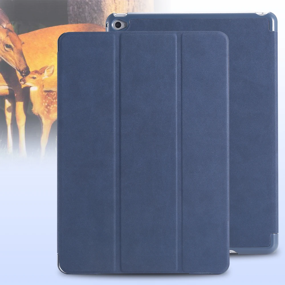 

For iPad Air 2  Luxury Retro Deer Skin Leather Flip Case For iPad Air 2 6th gen  Three Fold Smart Sleep Wake Stand Tablets Cover