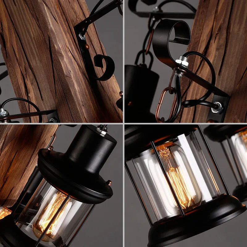 Деревенский светильник кофейная спальня столовая промышленный Декор Лофт люстры твердая Ретро деревянная лампа подвесной светильник Промышленный