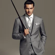 Серые мужские свадебные костюмы для мужчин пиджак с острыми лацканами 3 предмета в комплекте мужские костюмы slim fit женихов свадебные костюмы жениха костюм куртка+ Штаны+ жилет