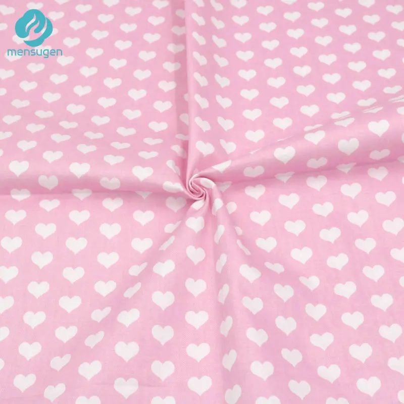 

Mensugen 50cm*160cm Pink Hearts Cotton Fabric for Patchwork Girl's Dresses Bed Sheets Quilt Cushions Sewing Tilda Doll Material