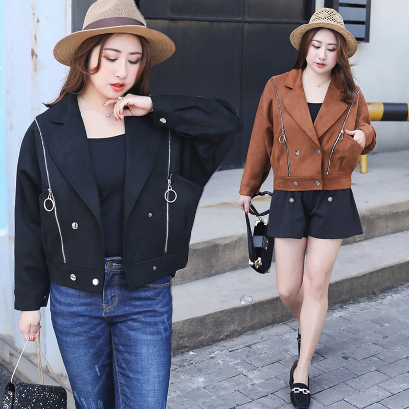 

Korean Style Casual Loose Full Sleeve Turn-Down Collar Plus Size XL-4XL Women Jackets 2019 Spring New Top Selling Lady Coats