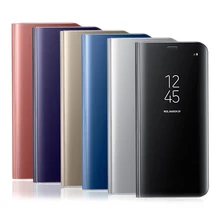 Флип кожаный чехол с Прозрачным Зеркалом Для iphone Xs Max Xr X 7 8 Plus 6 6 S 5 5S SE роскошное Гальванопокрытие пластиковая крышка