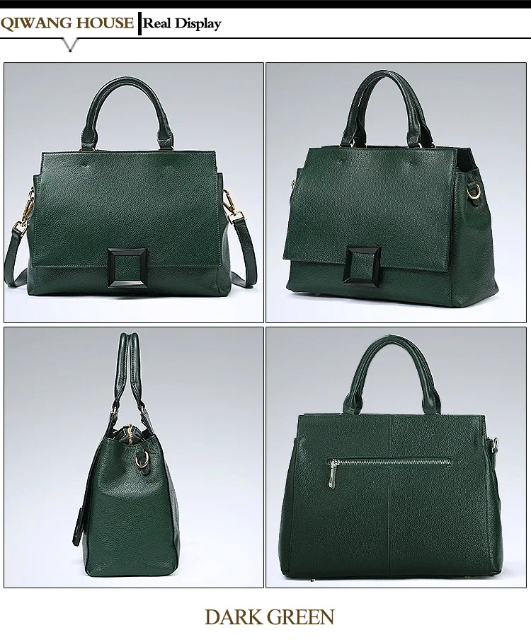 Qiwang натуральная кожа черная сумка Мода Зеленая кожаная сумка натуральная кожаная сумка Женская Роскошная элегантная сумка на плечо