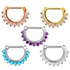 1PC Stainless Steel Colorful Crystal Gem Tribal Hinged Nose Septum Clicker Nipple Ear Cuff Piercing Ring Charming Jewelry 16g ► Photo 1/6