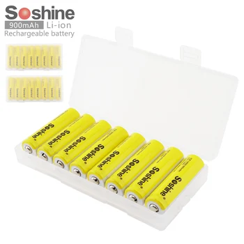 

Soshine 16Pcs 3.7V ICR 14500 900mAh Li-ion Rechargeable Battery with Safety Relief Valve and Portable Battery Box for Flashlight