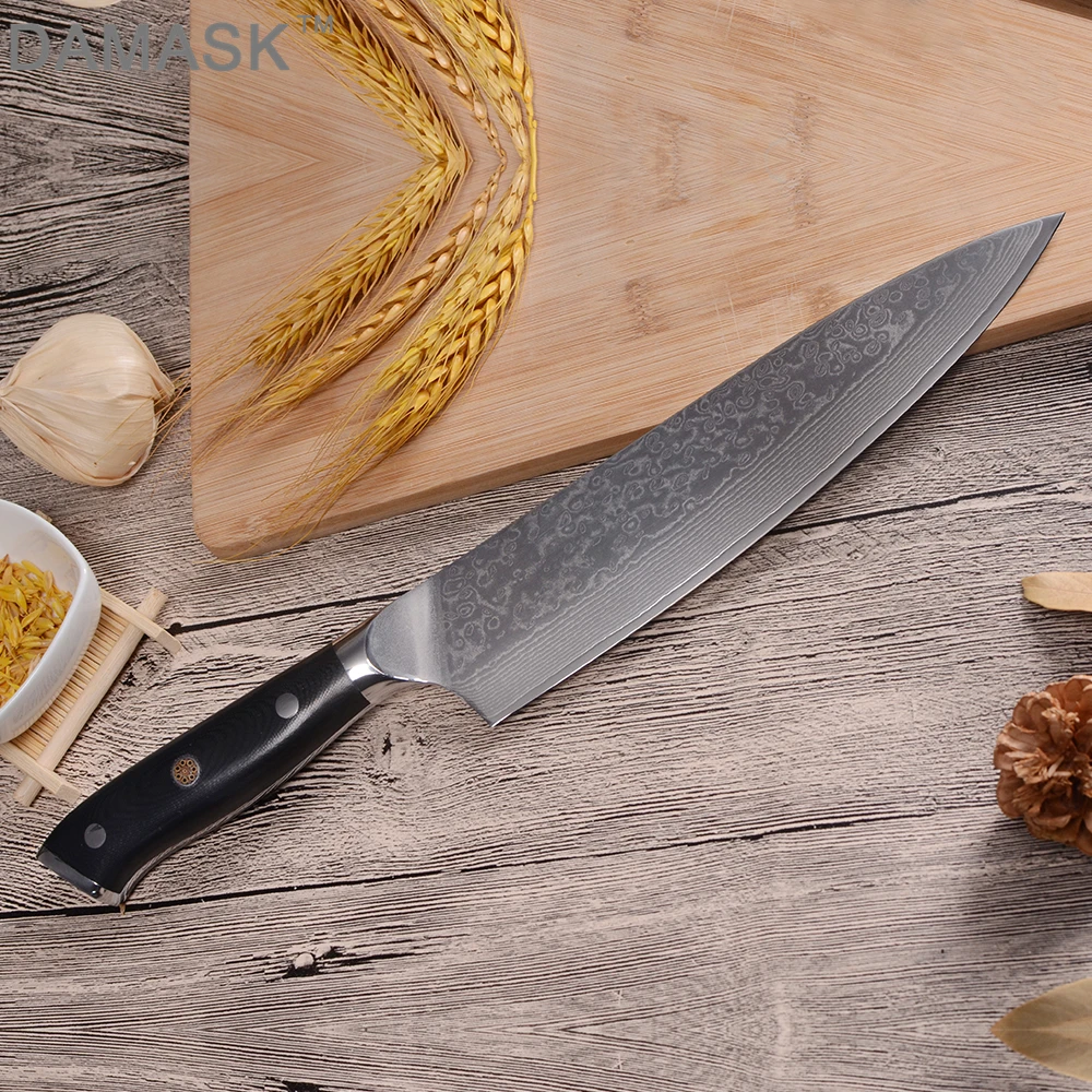 Дамасский стальной нож шеф-повара Santoku, кухонный нож, профессиональные японские кухонные ножи для шеф-повара, нож для мяса Gyutou