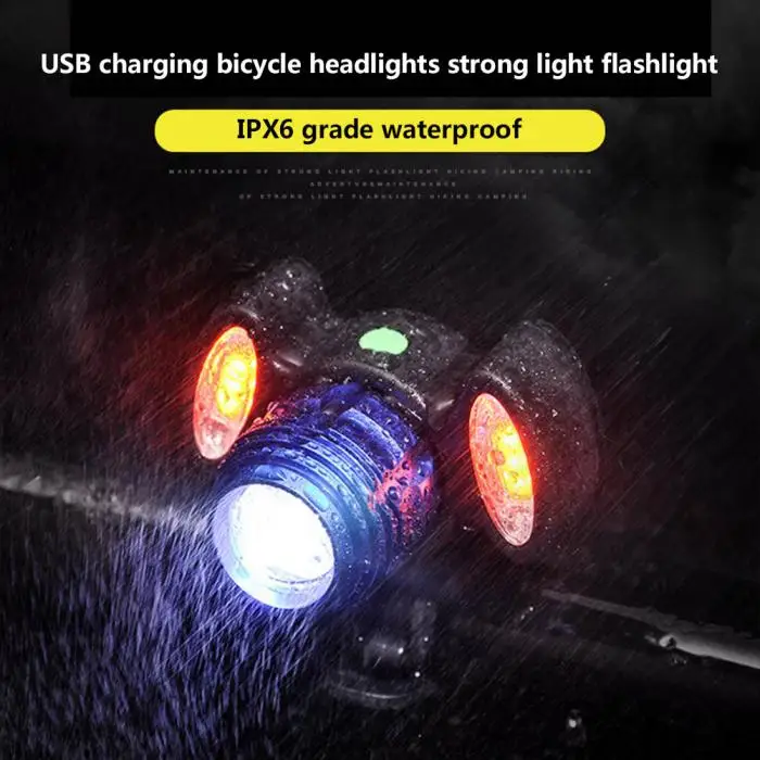 Best Bicycle Front Lamp USB Recharger Bike MTB Strong Light Waterproof Night Riding Flashlight ED-shipping 2
