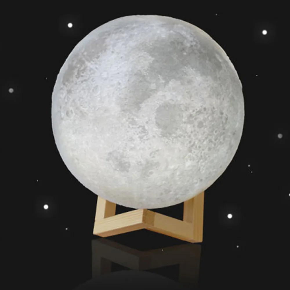 

Creative Rechargeable 3D Print Moon Lamp 2 Color Change Touch Switch Bedroom Bookcase Night Light Home Decor Gift Dropshipping