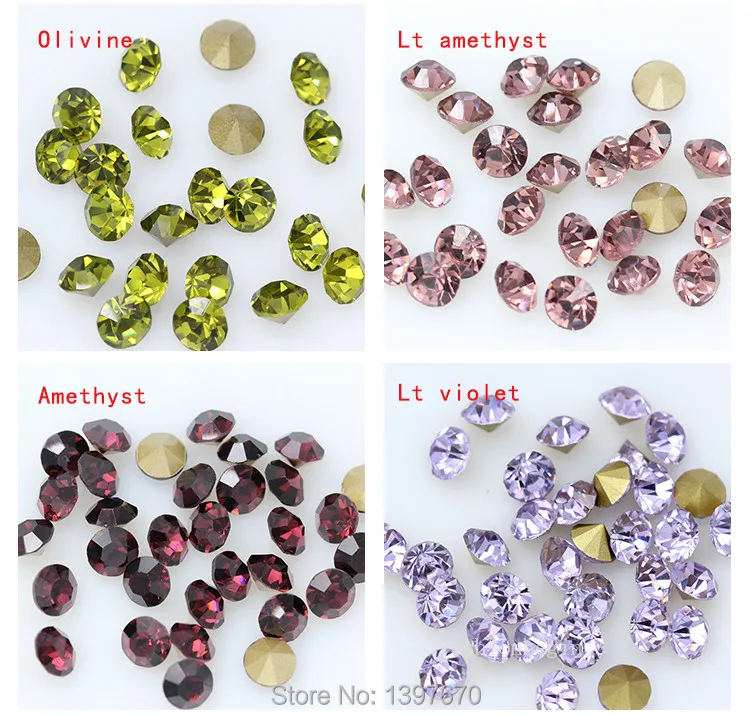 ss1-ss47 shiny Clear Czech Crystal Rhinestone Cone Round Pointed Foiled Back Glass Strass stone nail art Gem jewelry making bead