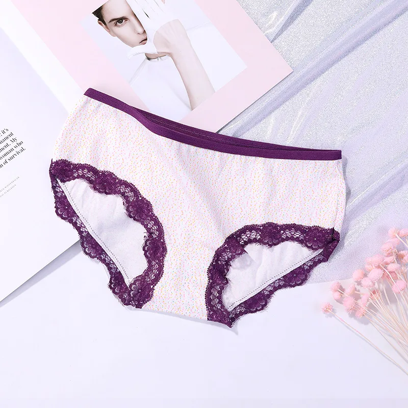 

DEWVKV 2019 Dot Women's Underwear Mid-Rise Sexy Panties Plus Size Women Lace Breathable 14 Colors New Arrival XXX