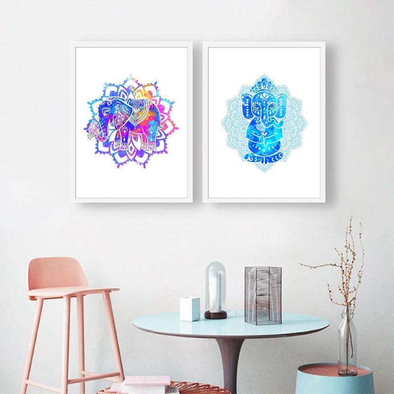 Elephant Watercolor Painting Home Decor
