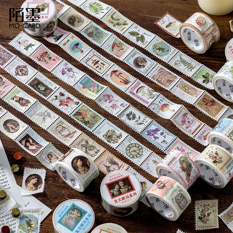 Vintage stamps Post Office Series Color Washi Masking Tape Release Paper Stickers Scrapbooking Stationery Decorative Tape