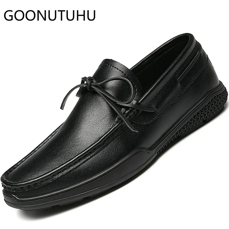 

Genuine leather cow loafers male 2019 new fashion men's shoes casual white & black slip on shoe man flat shoes for men hot sale